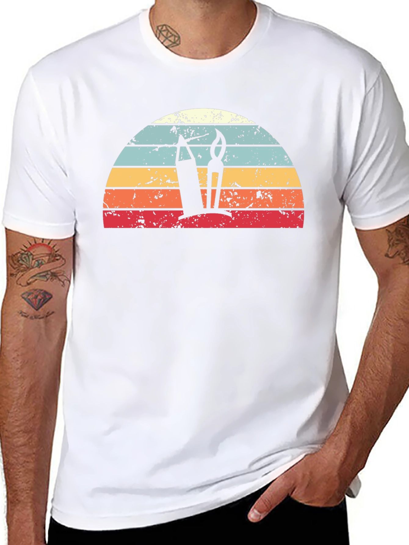 Retro Artist Sunrise Graphic Tee - Black Unisex T-Shirt