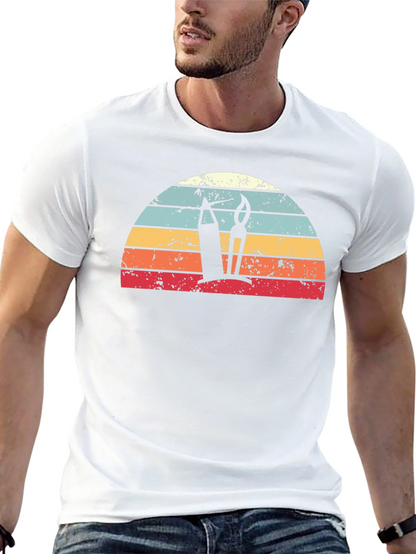 Retro Artist Sunrise Graphic Tee - Black Unisex T-Shirt