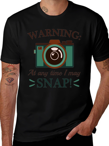 Warning I May Snap! Camera Graphic T-Shirt