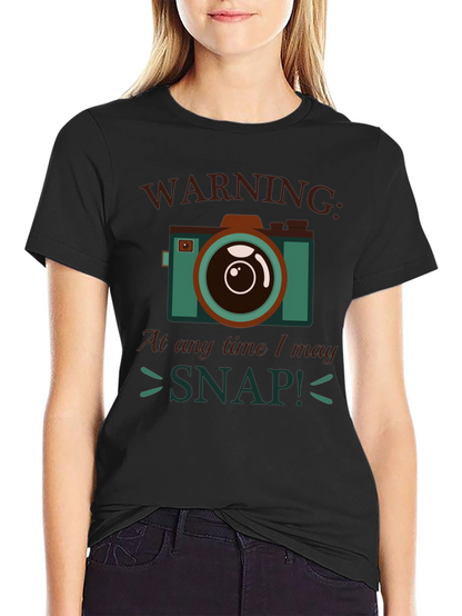 Warning I May Snap! Camera Graphic T-Shirt