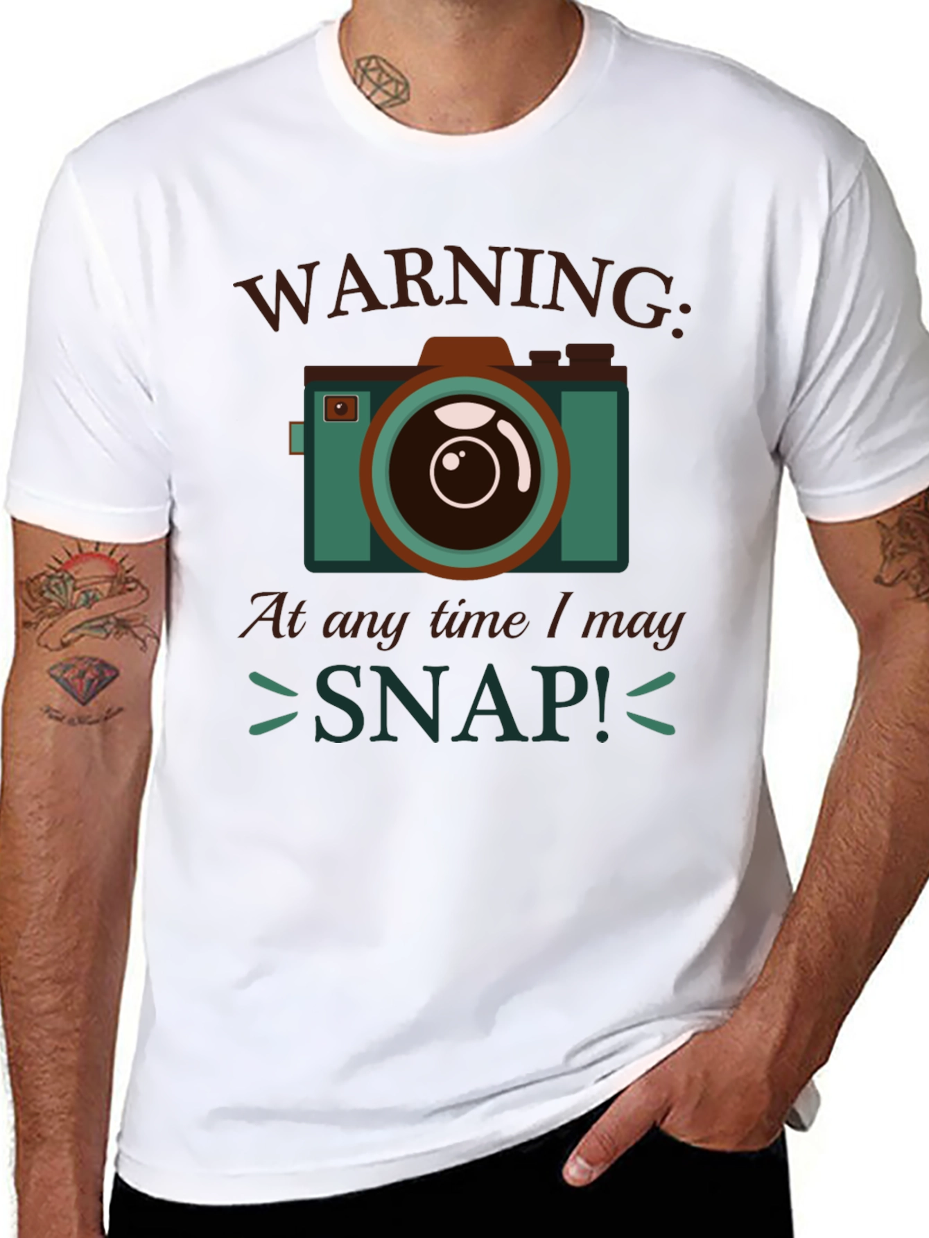 Warning I May Snap! Camera Graphic T-Shirt