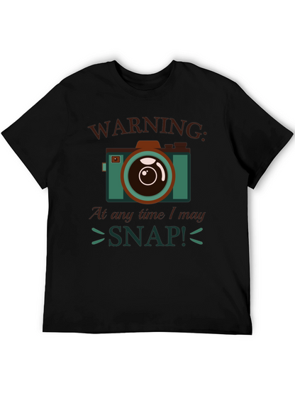 Warning I May Snap! Camera Graphic T-Shirt