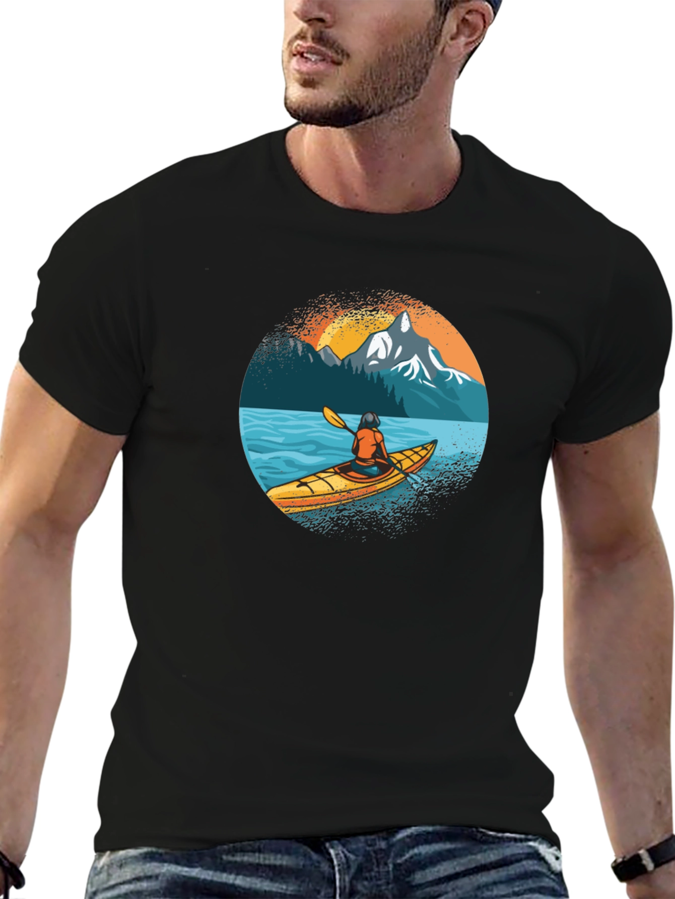 Kayaking Adventure Graphic Tee - Black