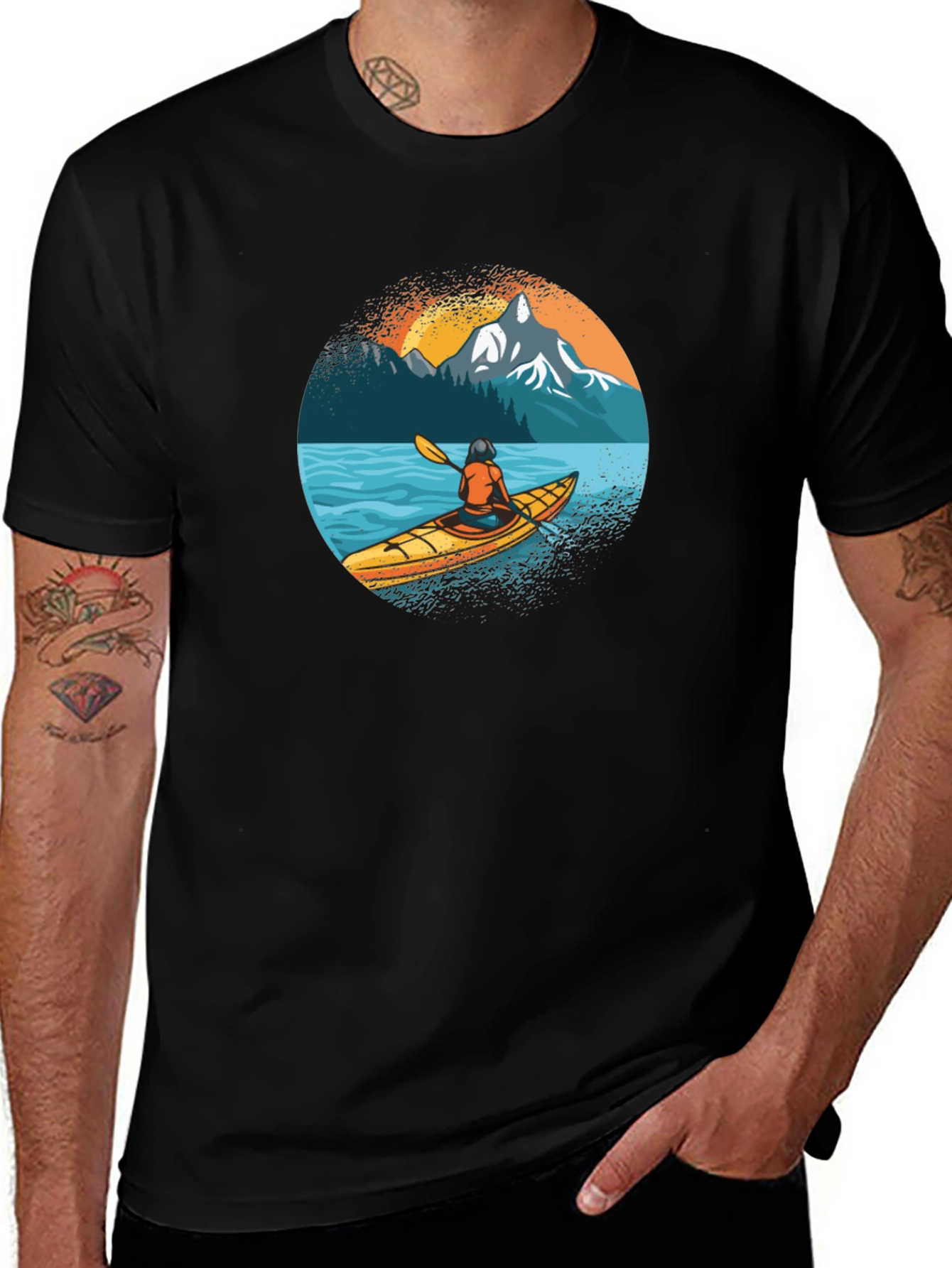 Kayaking Adventure Graphic Tee - Black