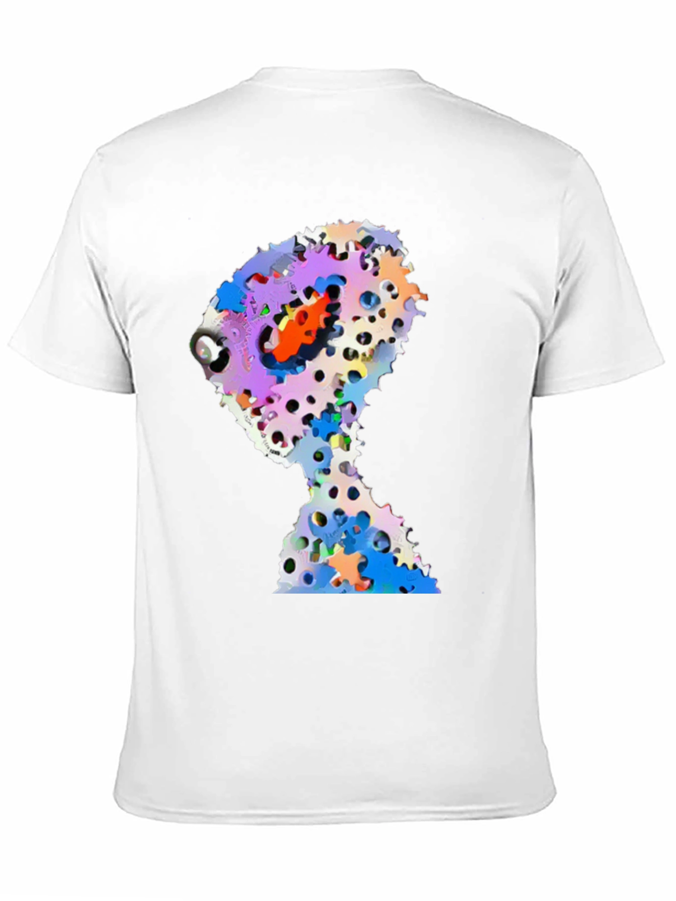 Abstract Gears Head Graphic Black Tee Shirt