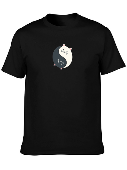 Yin Yang Cats Graphic Tee - Balance & Style!