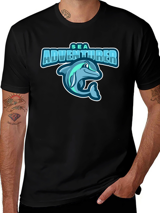 Sea Adventurer Black T-Shirt - Dolphin Graphic Tee