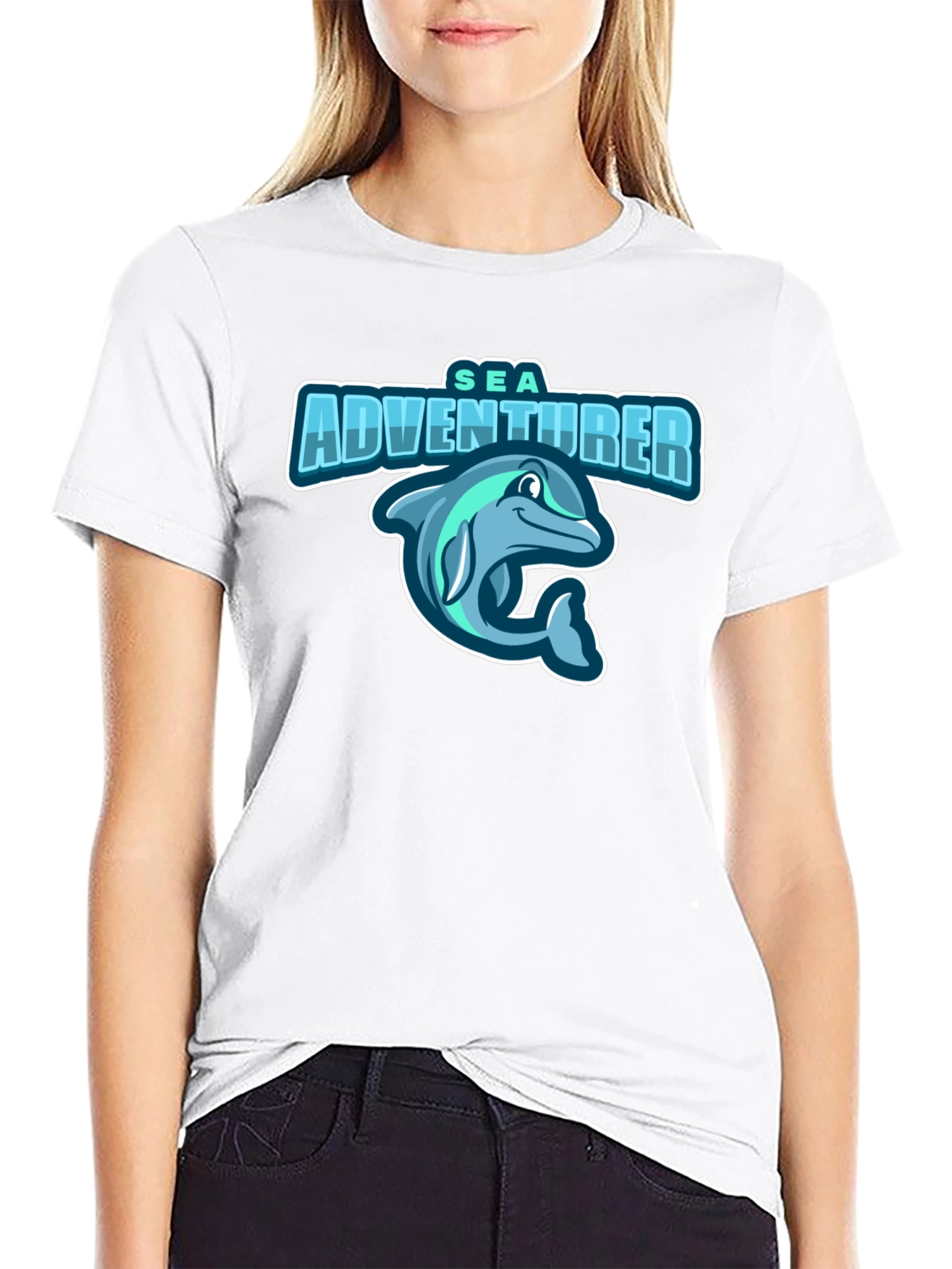 Sea Adventurer Black T-Shirt - Dolphin Graphic Tee