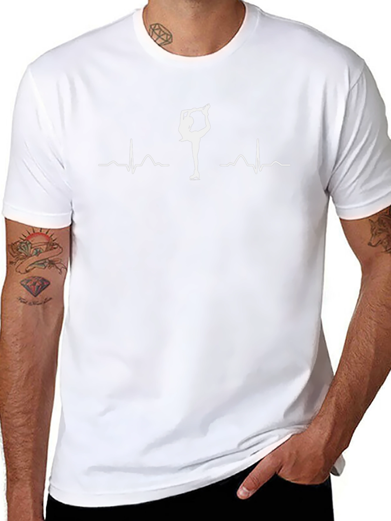 Ice Skating Heartbeat T-Shirt - Black