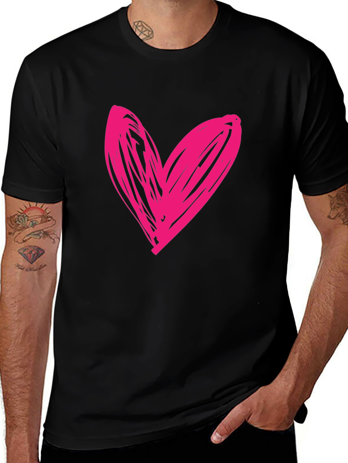 Heart Scribble Black T-Shirt