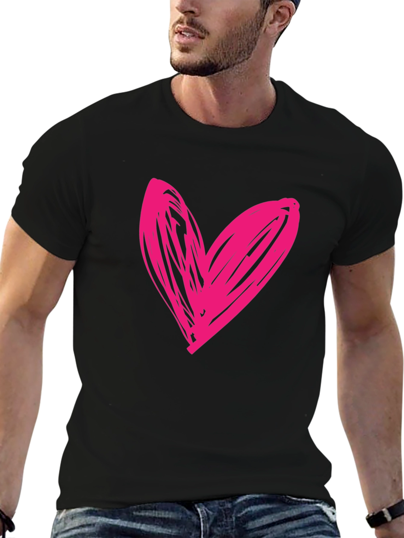 Heart Scribble Black T-Shirt