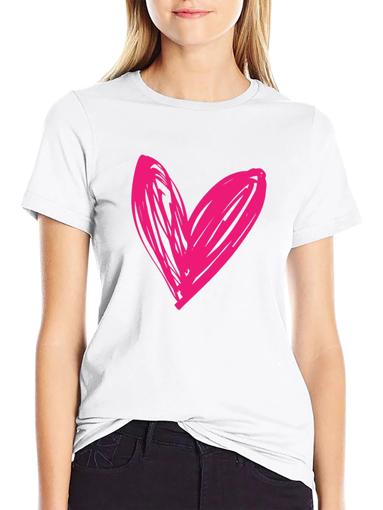 Heart Scribble Black T-Shirt