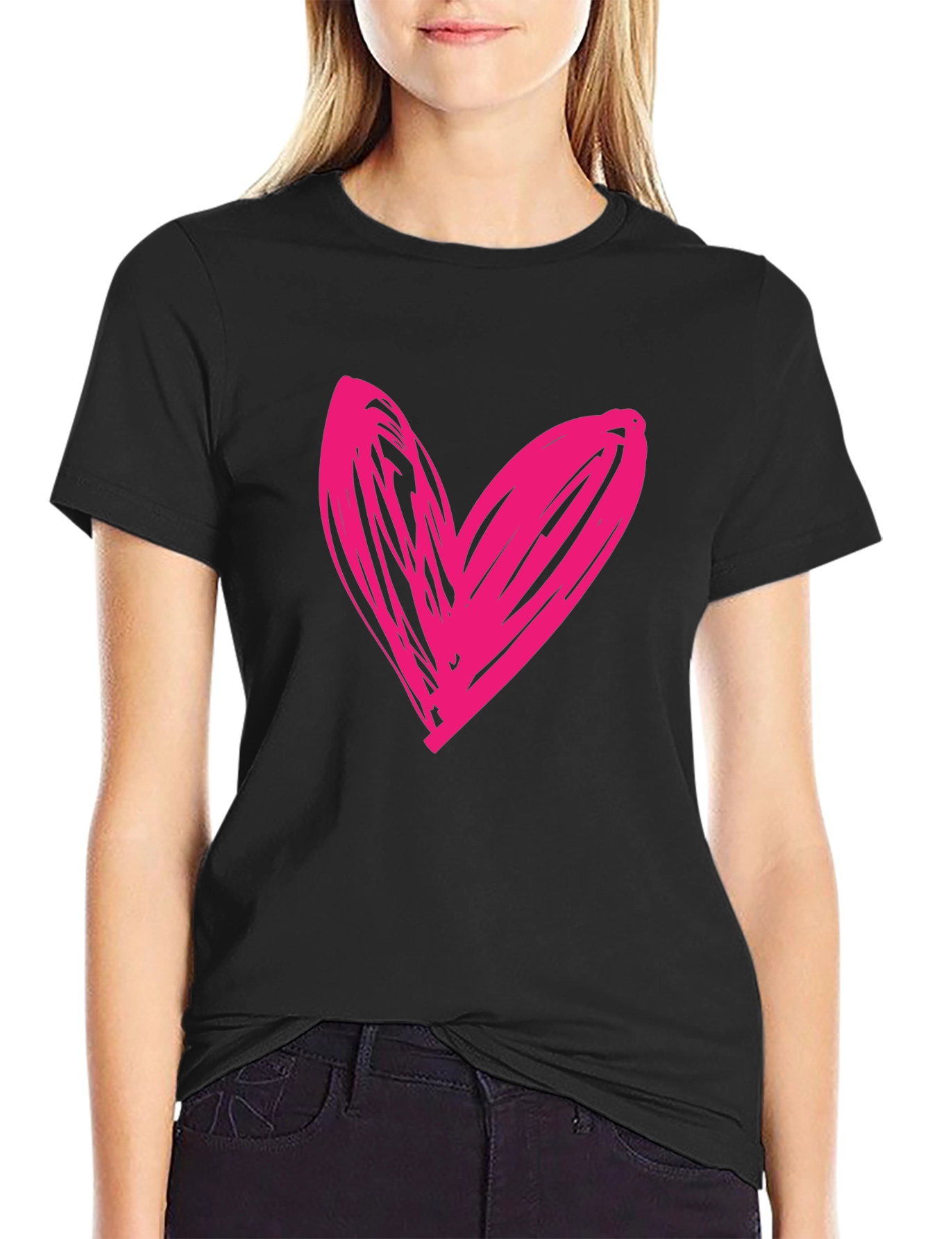 Heart Scribble Black T-Shirt