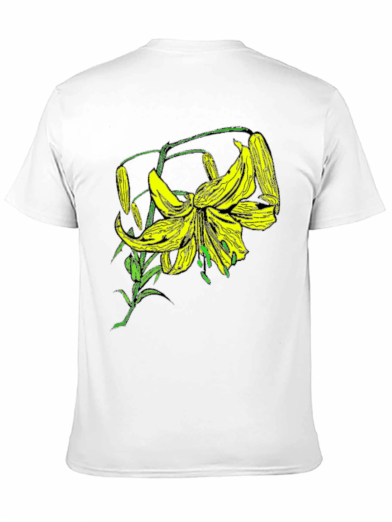 Floral Lily Graphic Tee - Black Cotton T-Shirt