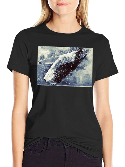 Abstract Whale Graphic Tee - Black