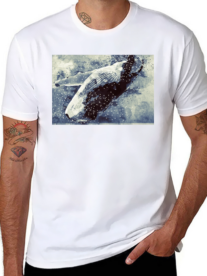 Abstract Whale Graphic Tee - Black