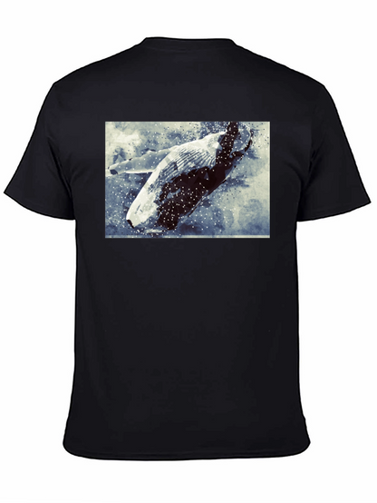 Abstract Whale Graphic Tee - Black