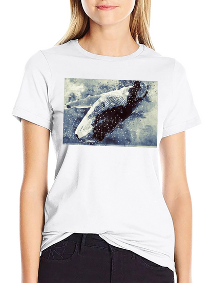 Abstract Whale Graphic Tee - Black