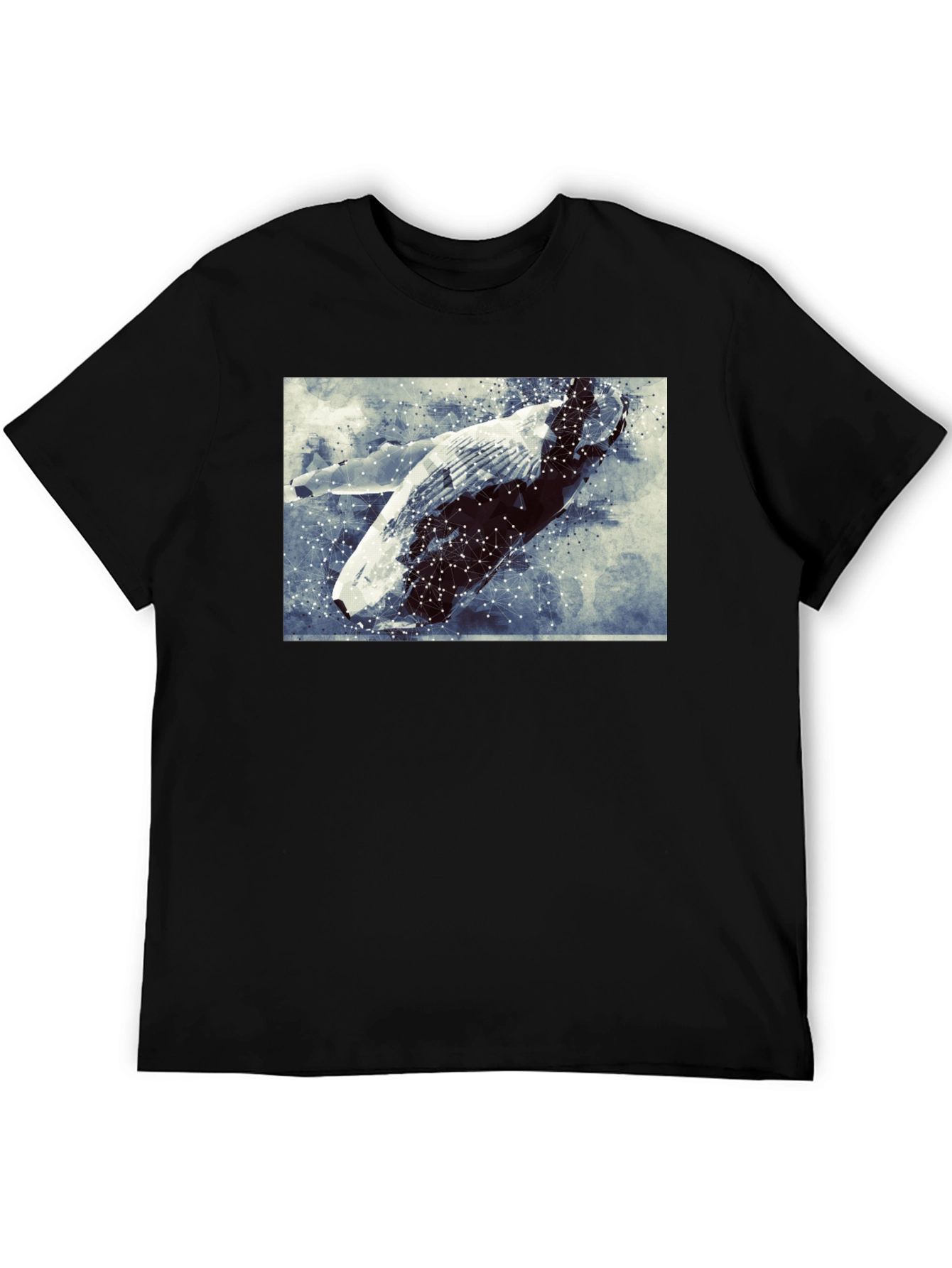 Abstract Whale Graphic Tee - Black