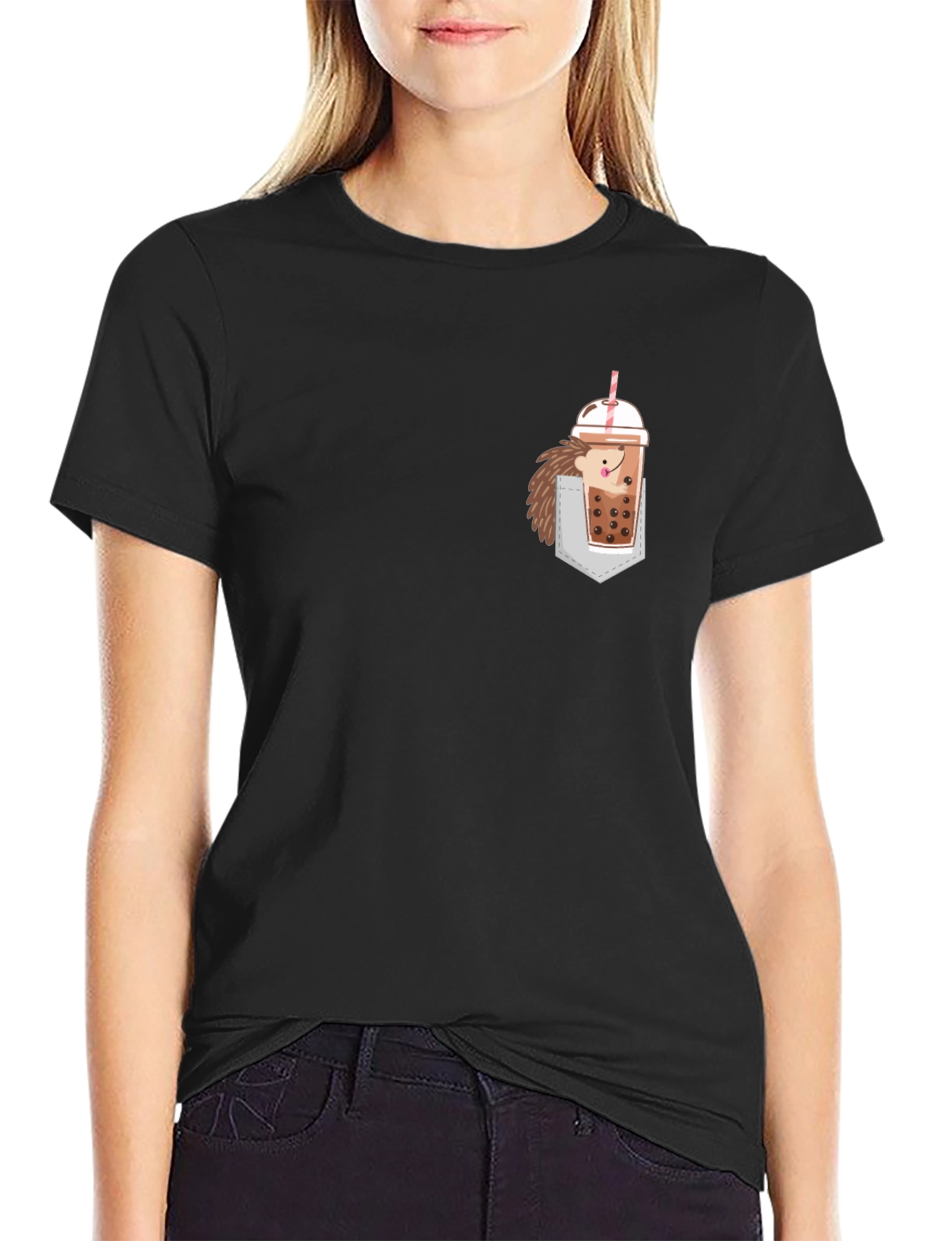 Pocket Hedgehog Boba Tea T-Shirt