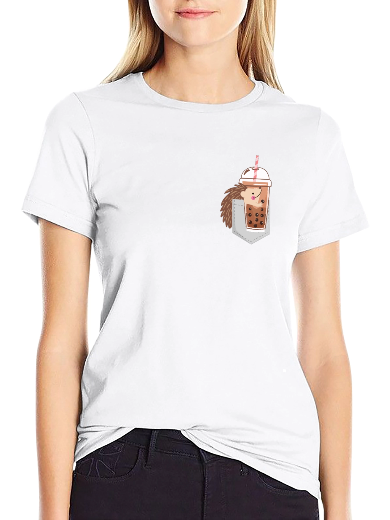 Pocket Hedgehog Boba Tea T-Shirt