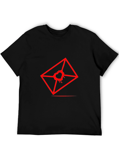 Mens Graphic Tee - Red Heart Envelope Print