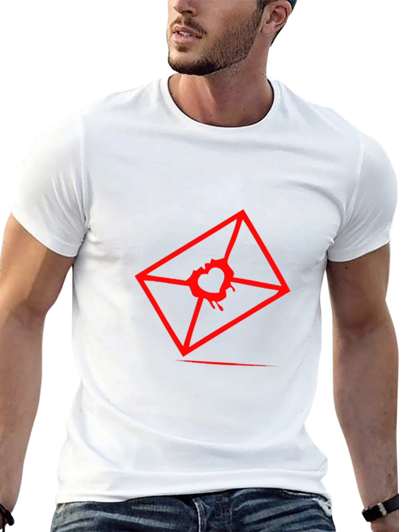 Mens Graphic Tee - Red Heart Envelope Print