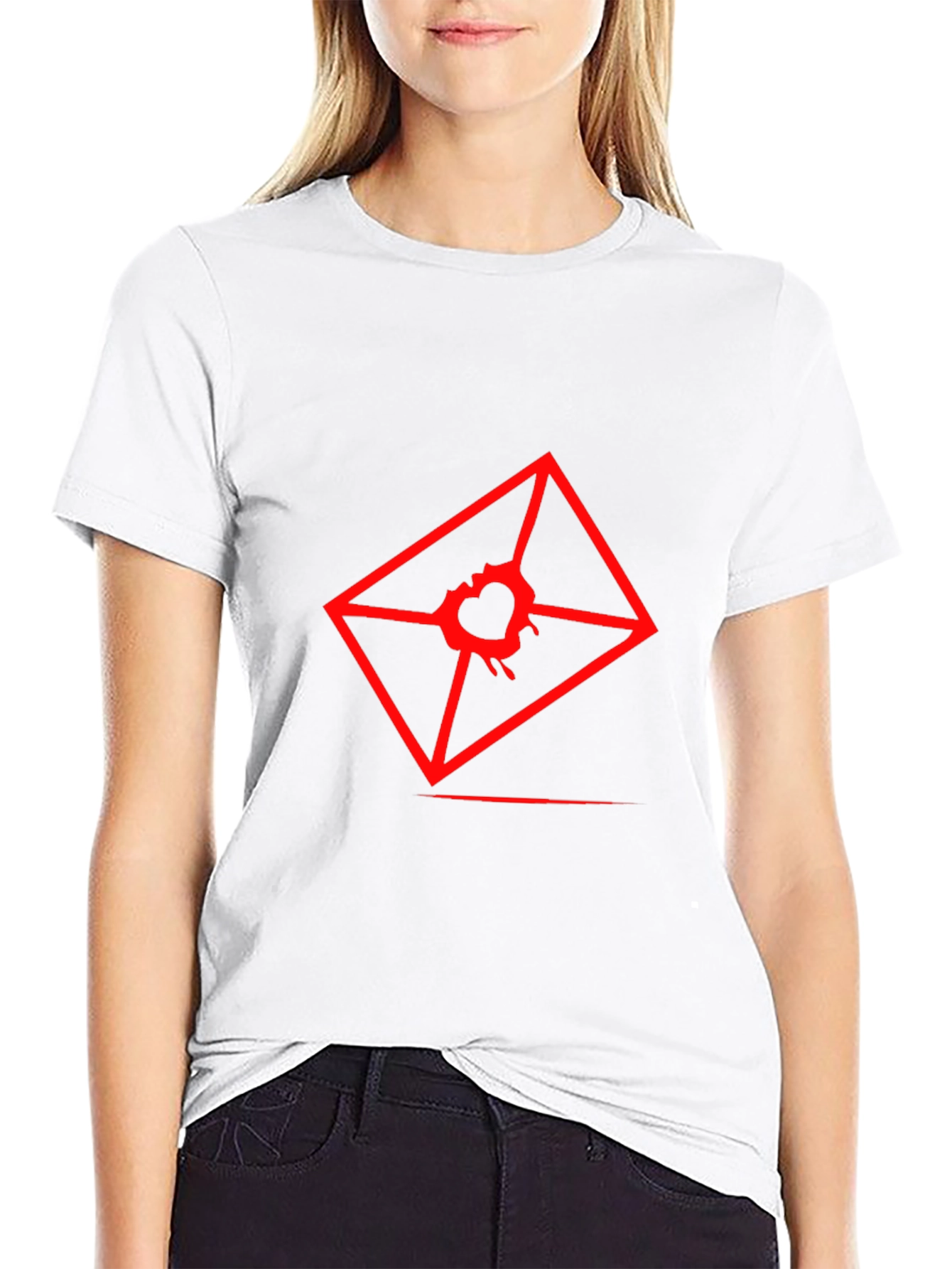 Mens Graphic Tee - Red Heart Envelope Print