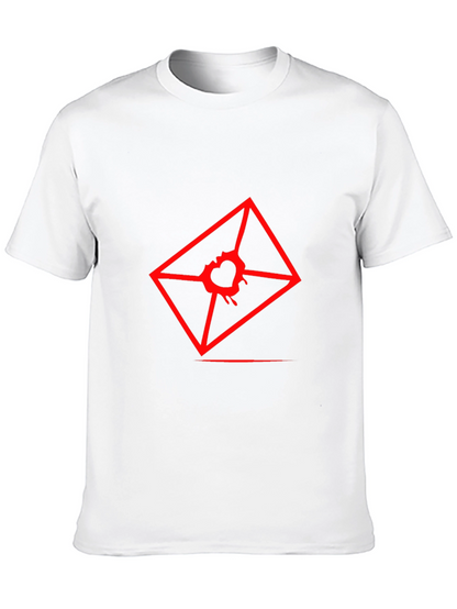 Mens Graphic Tee - Red Heart Envelope Print