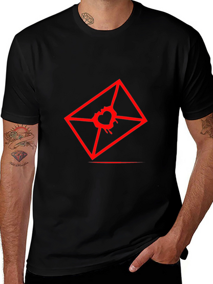 Mens Graphic Tee - Red Heart Envelope Print