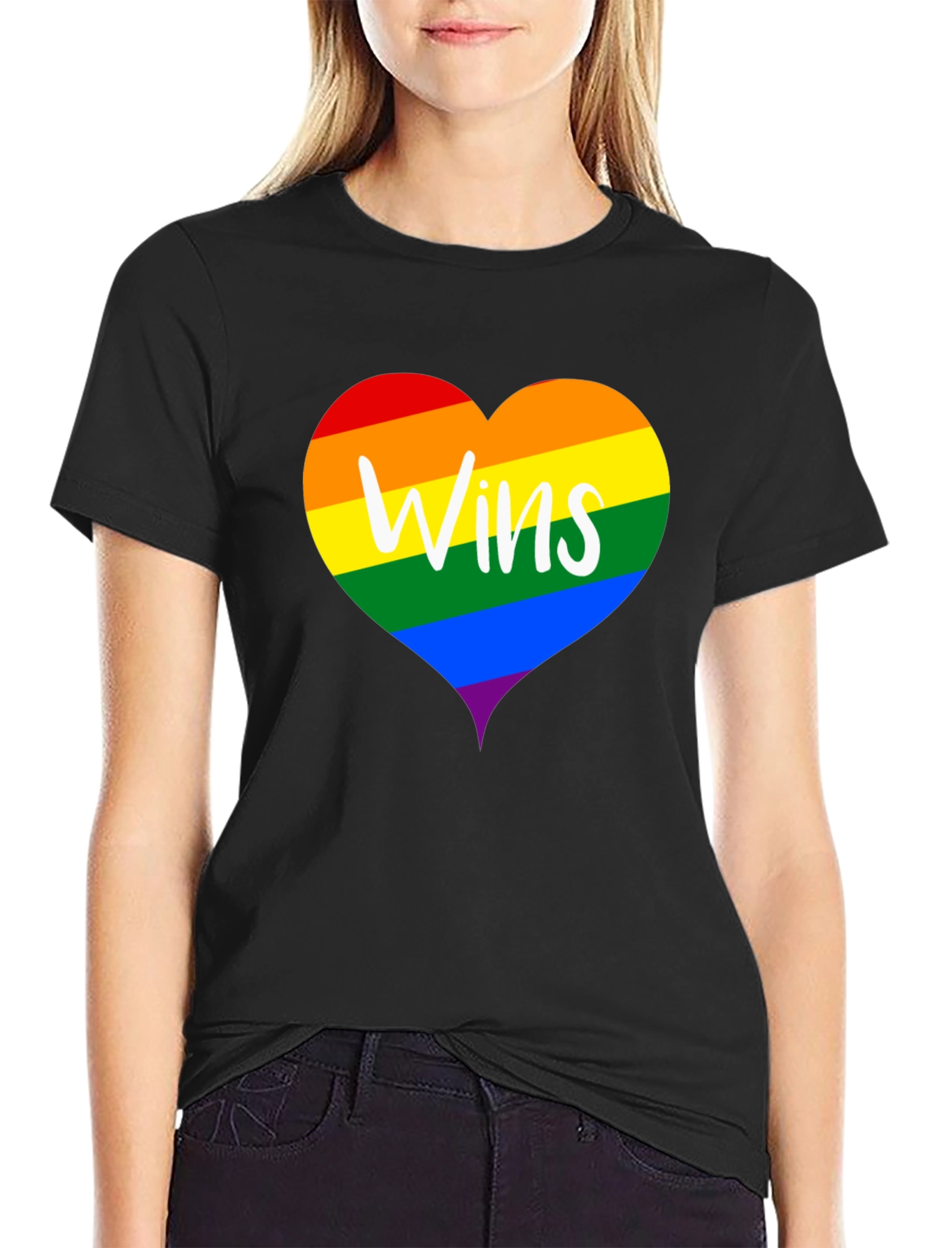 Wins LGBTQ Pride Rainbow Heart T-Shirt