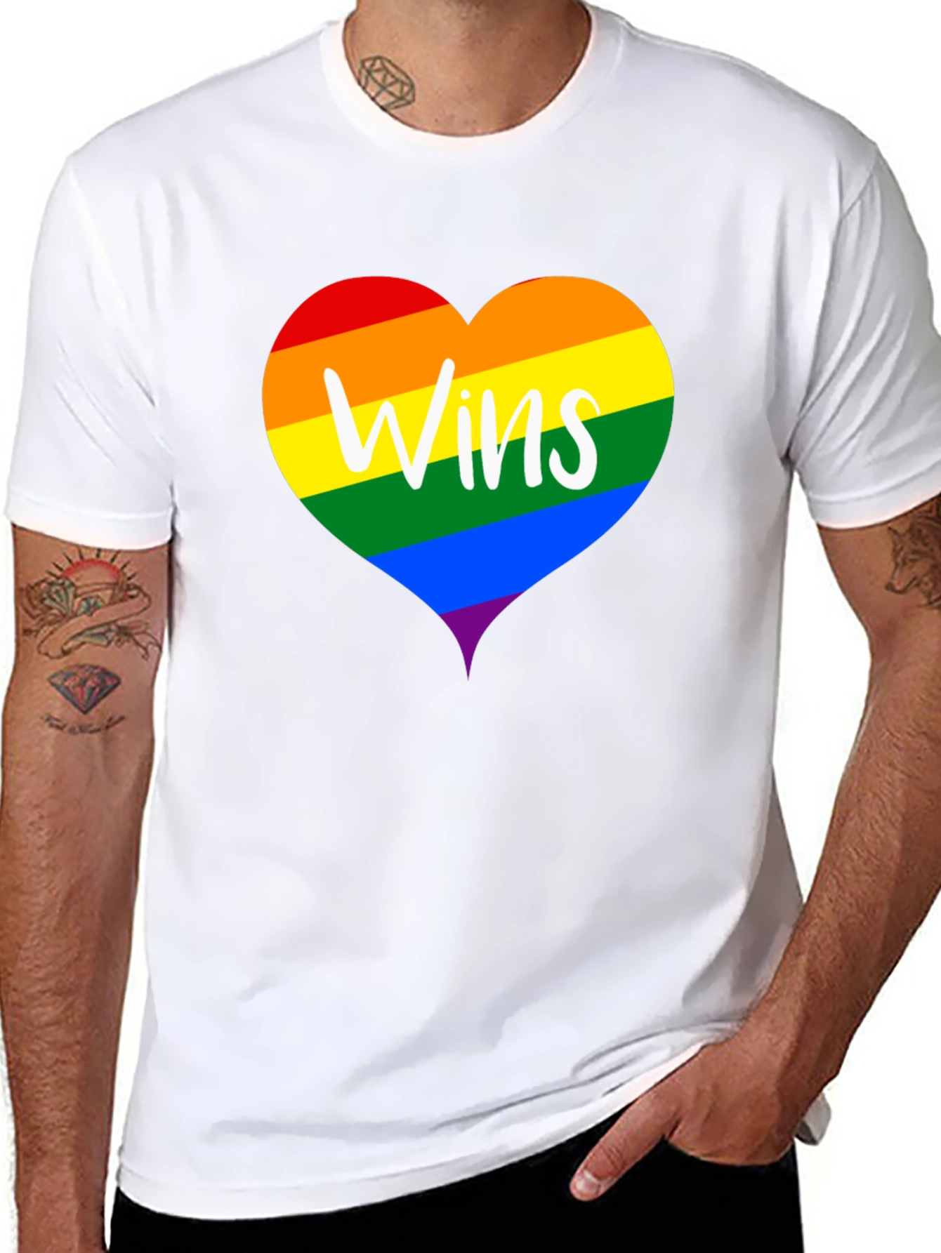Wins LGBTQ Pride Rainbow Heart T-Shirt