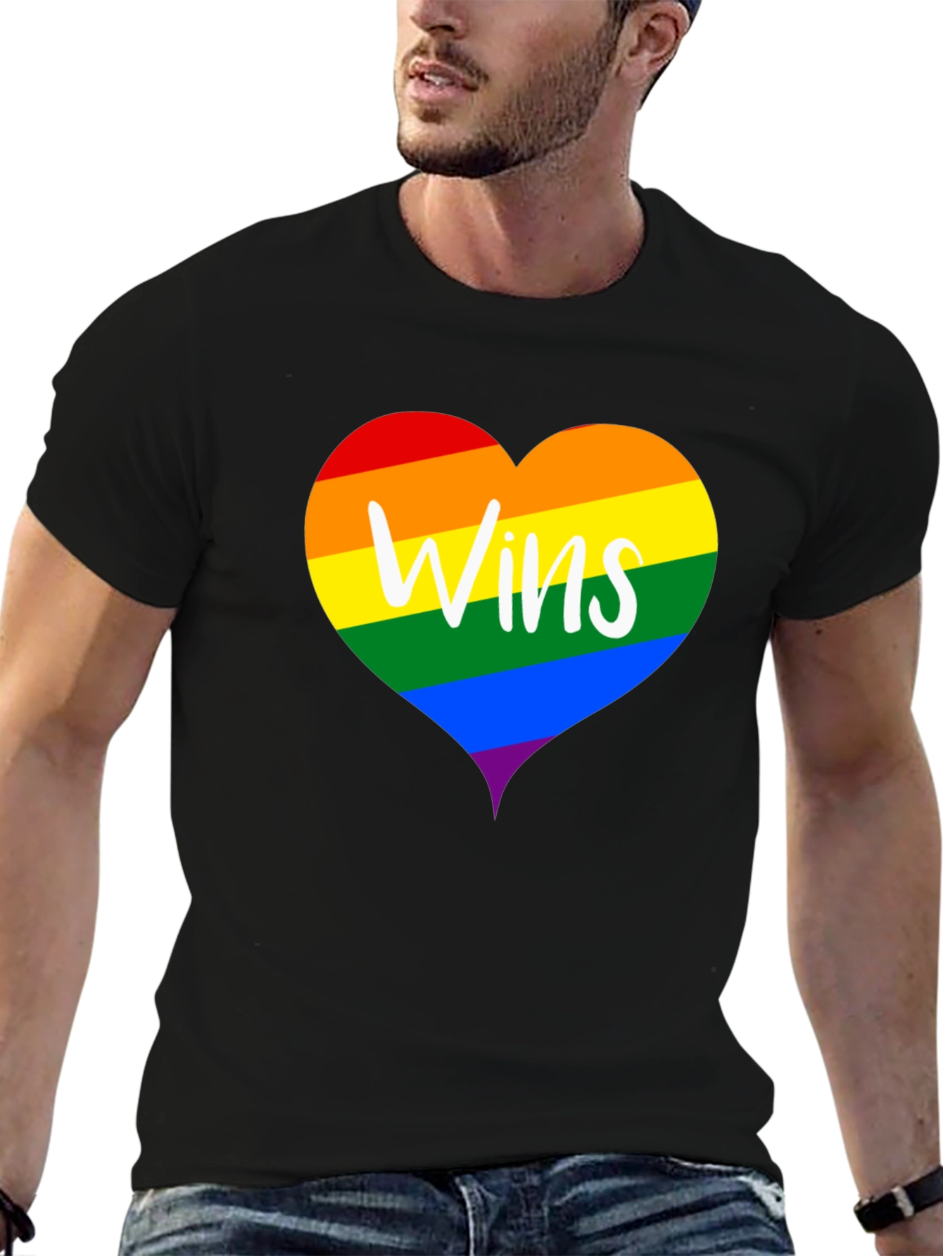 Wins LGBTQ Pride Rainbow Heart T-Shirt