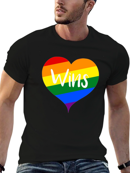 Wins LGBTQ Pride Rainbow Heart T-Shirt