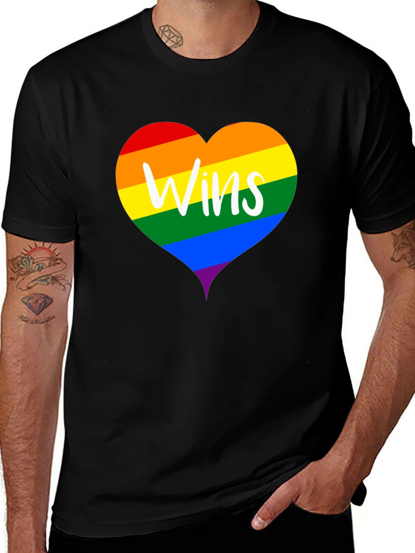 Wins LGBTQ Pride Rainbow Heart T-Shirt