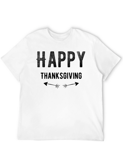 Happy Thanksgiving Graphic Tee - Mens Black T-Shirt