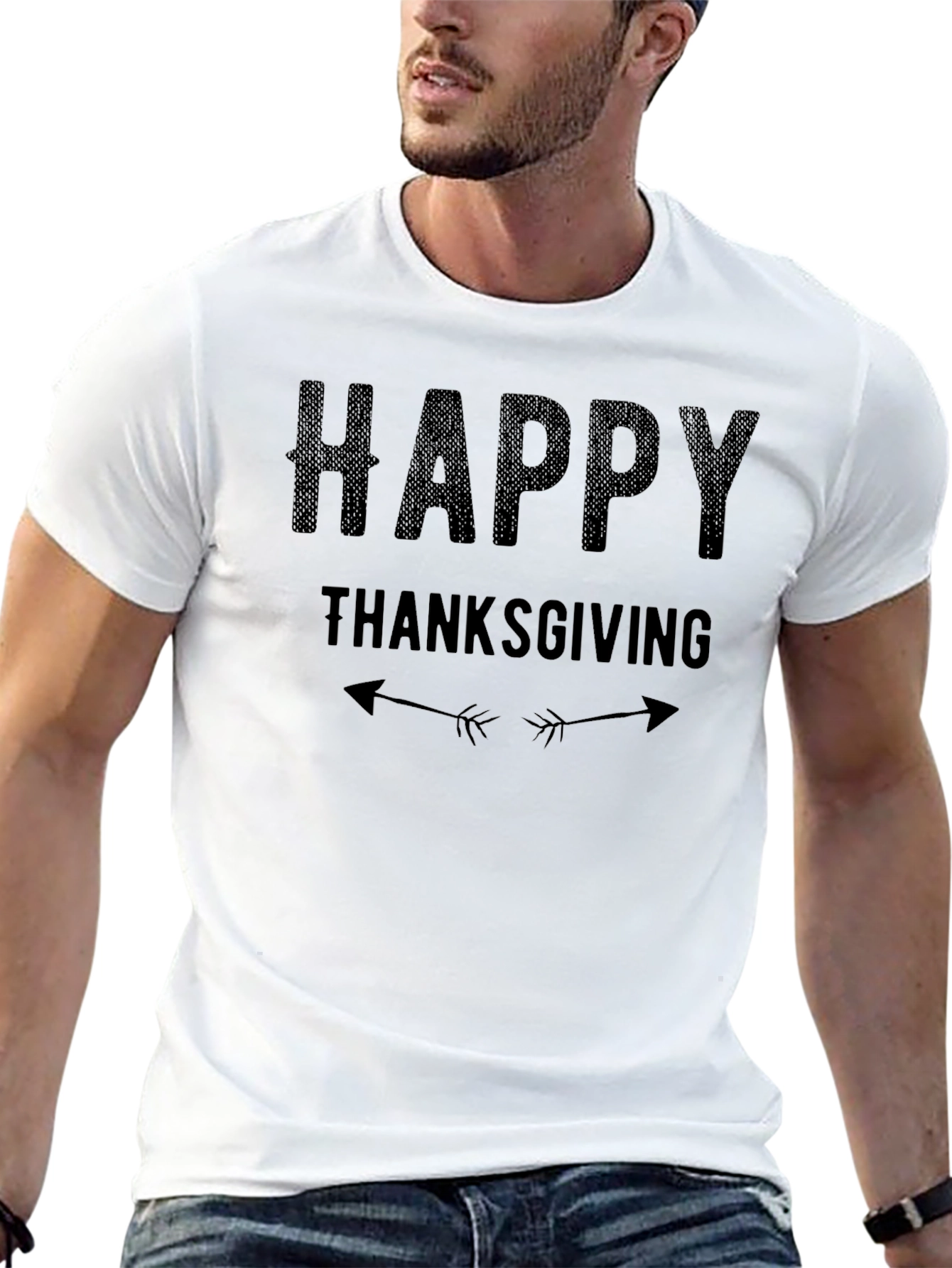 Happy Thanksgiving Graphic Tee - Mens Black T-Shirt