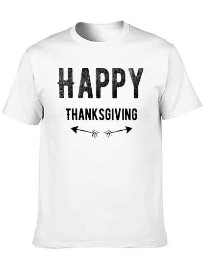 Happy Thanksgiving Graphic Tee - Mens Black T-Shirt