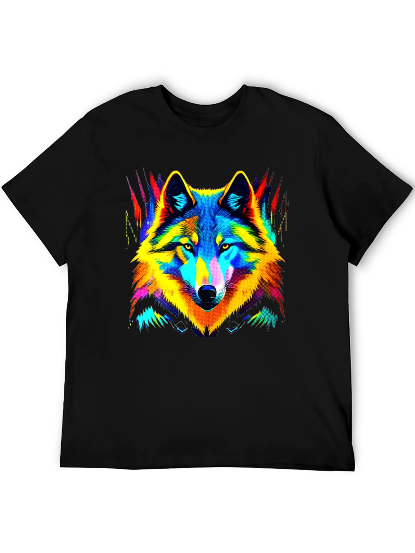 Neon Wolf Graphic Tee - Stylish Mens Black T-Shirt