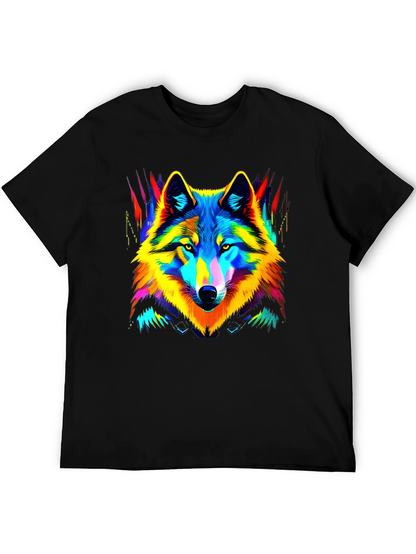 Neon Wolf Graphic Tee - Stylish Mens Black T-Shirt