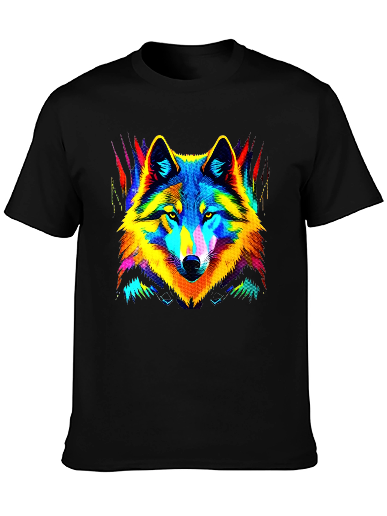 Neon Wolf Graphic Tee - Stylish Mens Black T-Shirt