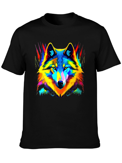 Neon Wolf Graphic Tee - Stylish Mens Black T-Shirt