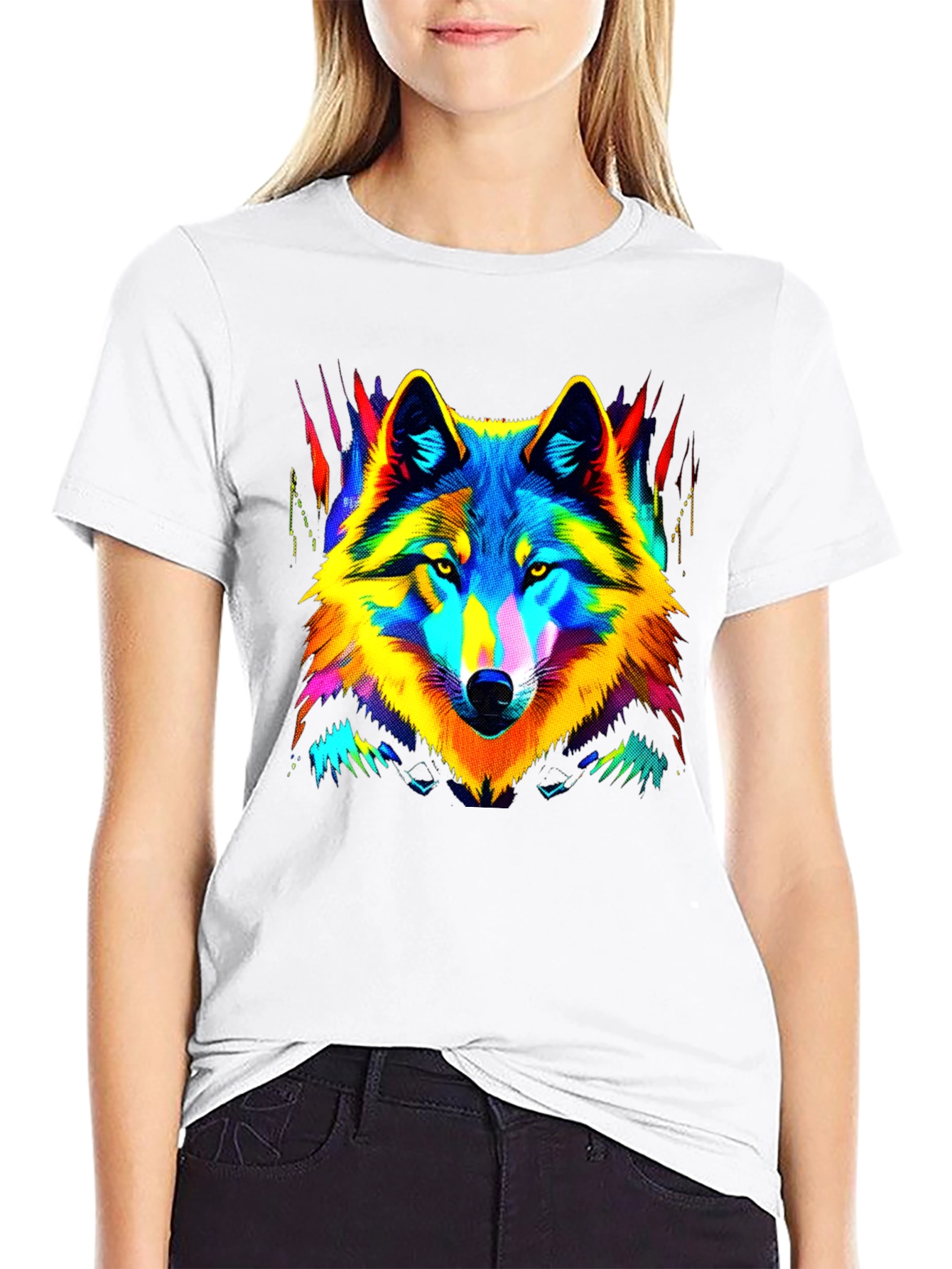Neon Wolf Graphic Tee - Stylish Mens Black T-Shirt