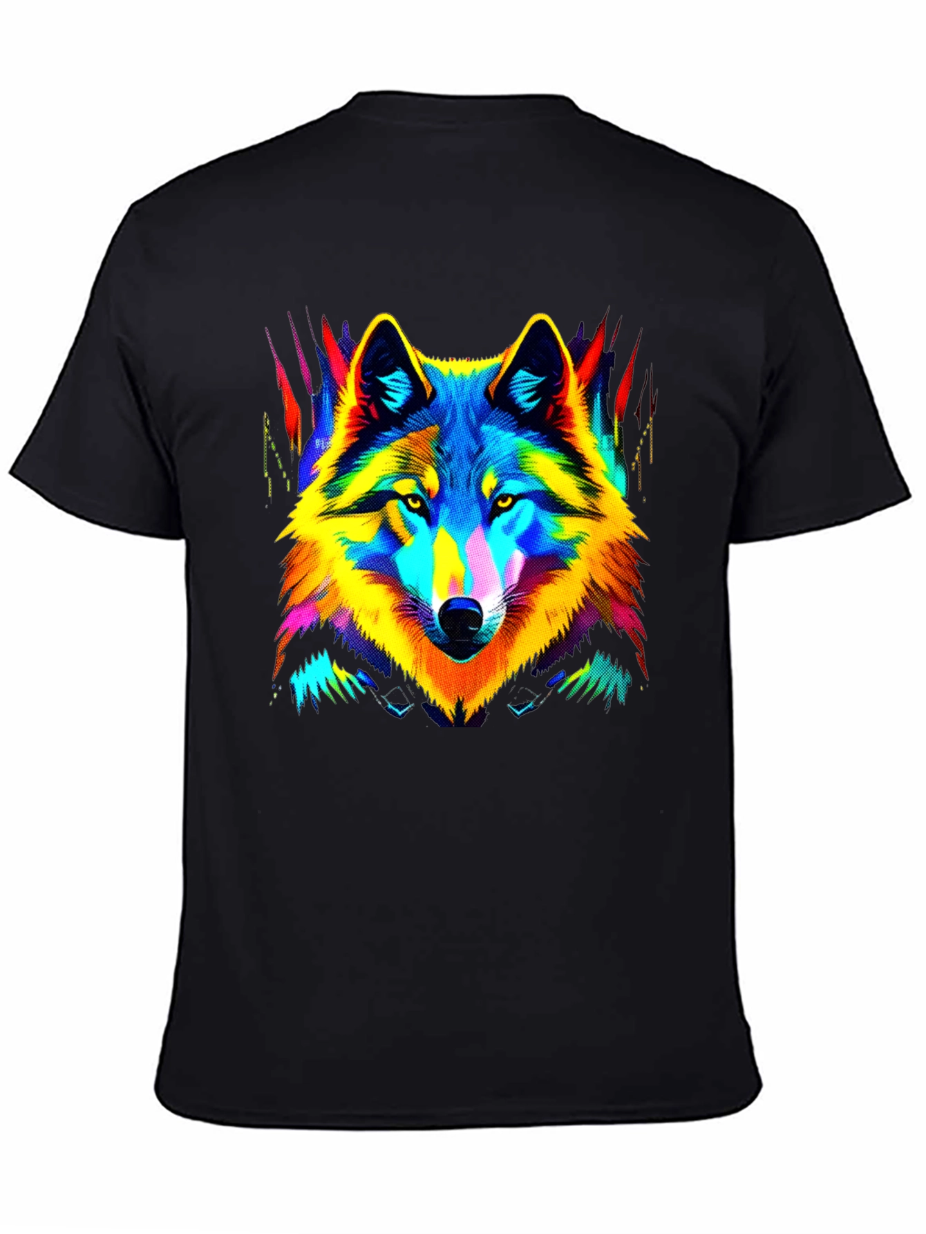 Neon Wolf Graphic Tee - Stylish Mens Black T-Shirt