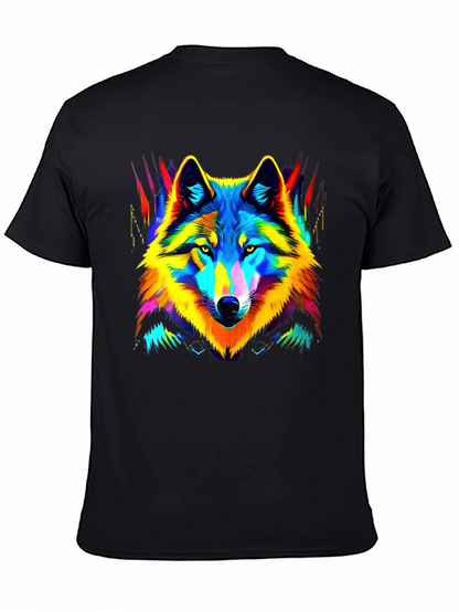 Neon Wolf Graphic Tee - Stylish Mens Black T-Shirt