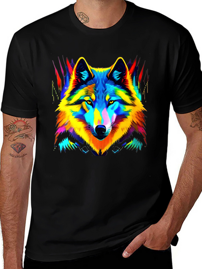 Neon Wolf Graphic Tee - Stylish Mens Black T-Shirt