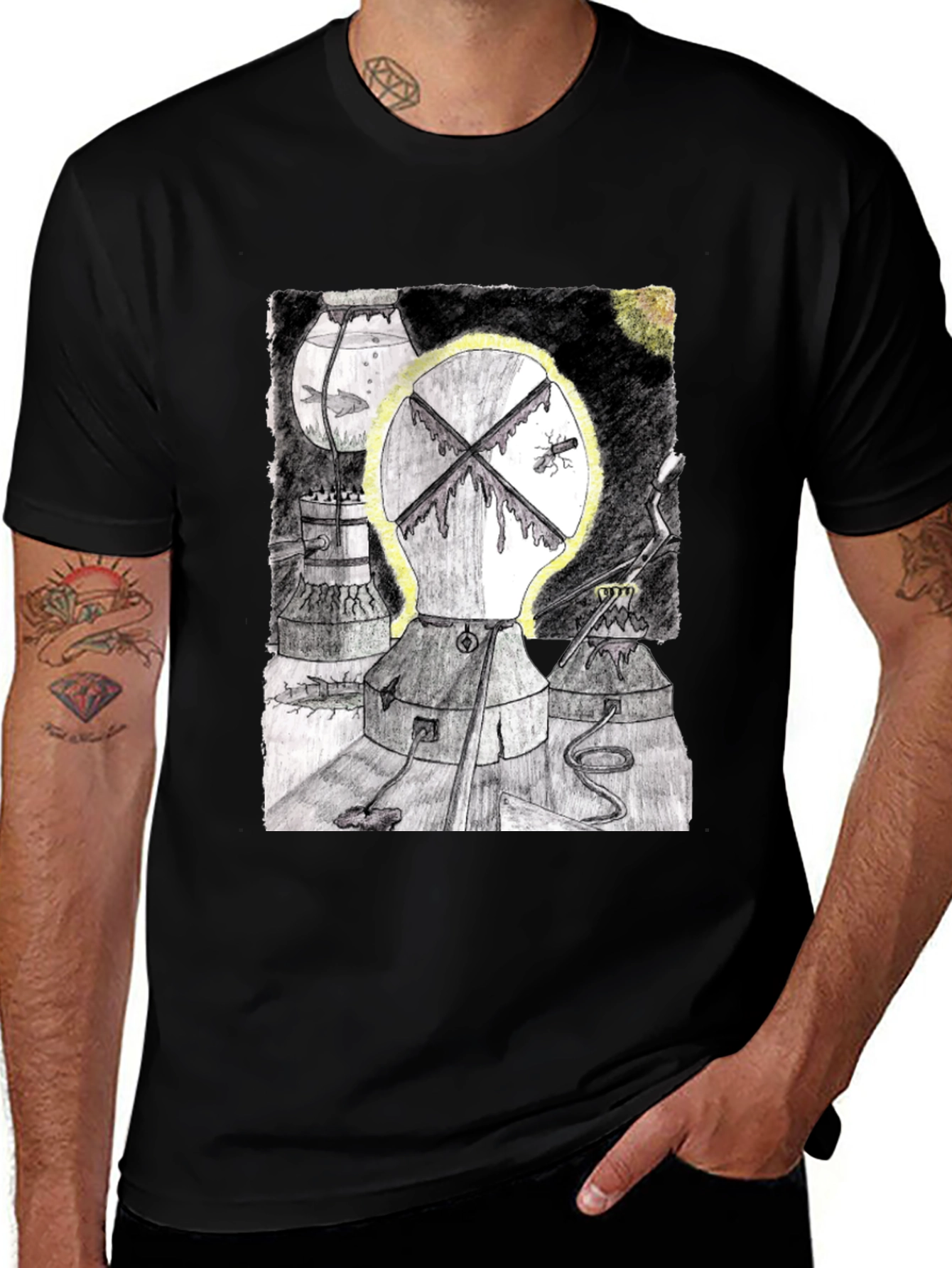 Unique Graphic Print Black T-Shirt