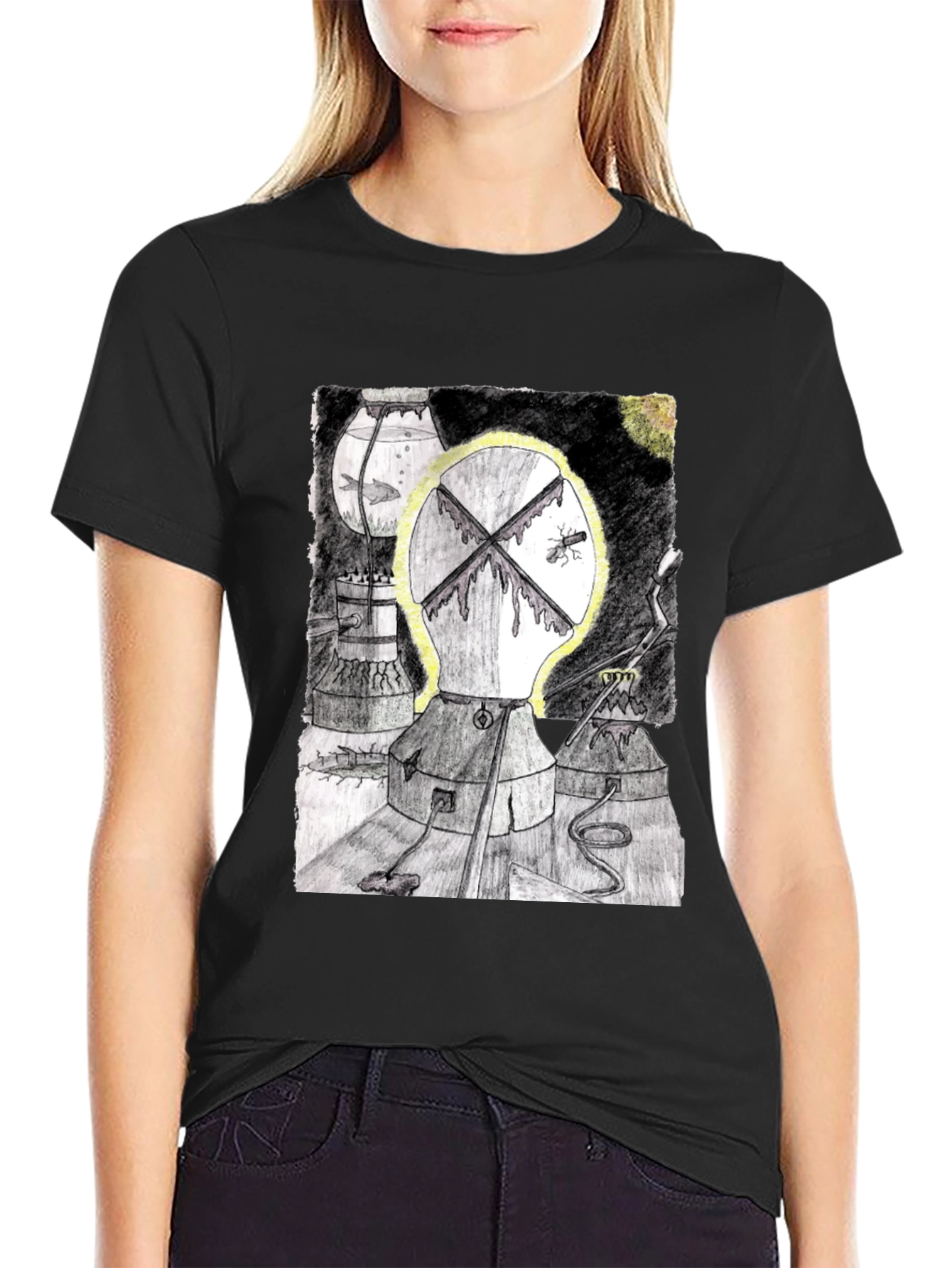 Unique Graphic Print Black T-Shirt