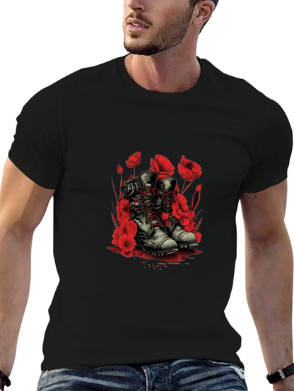 Poppy Boots Graphic Tee - Stylish Floral Design