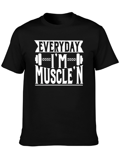Everyday Im Musclen Black Graphic T-Shirt